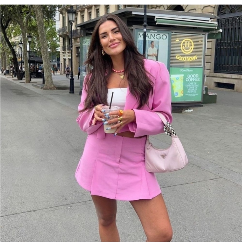 ZARA PINK CROP BLAZER - Picture 9 of 14